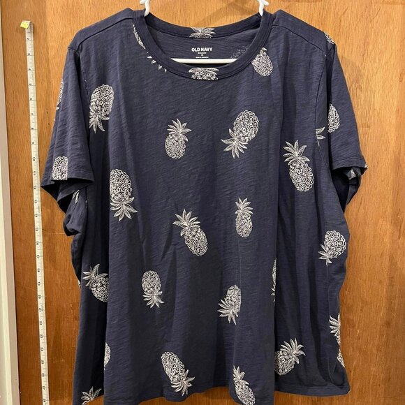 Size 3X - Old Navy - Dark Blue Short Sleeve Pineapple T-Shirt - Picture 1 of 6